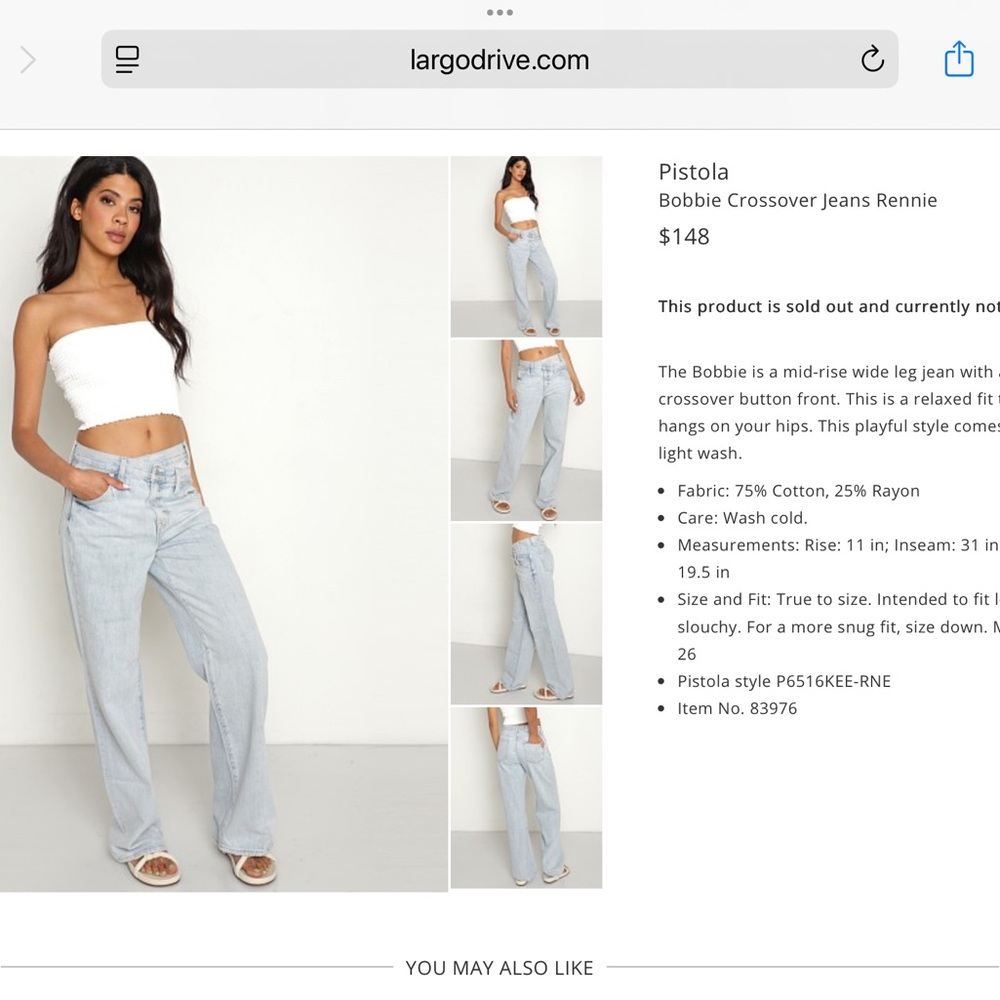 Pistola Bobbie Crossover Relaxed Fit Blue Jeans - Picture 2 of 8